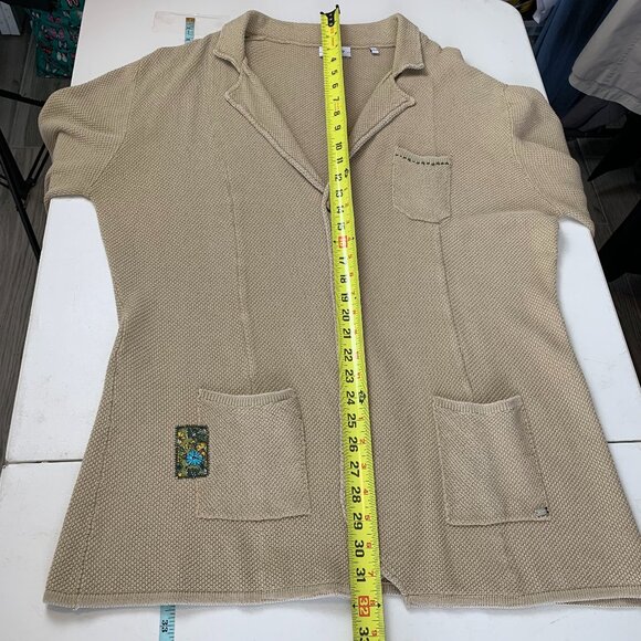 Mark Up Jacket Mens XXXL Tan Knit 2 Button Blazer Cardigan Sweater Pockets Beige - Picture 9 of 10